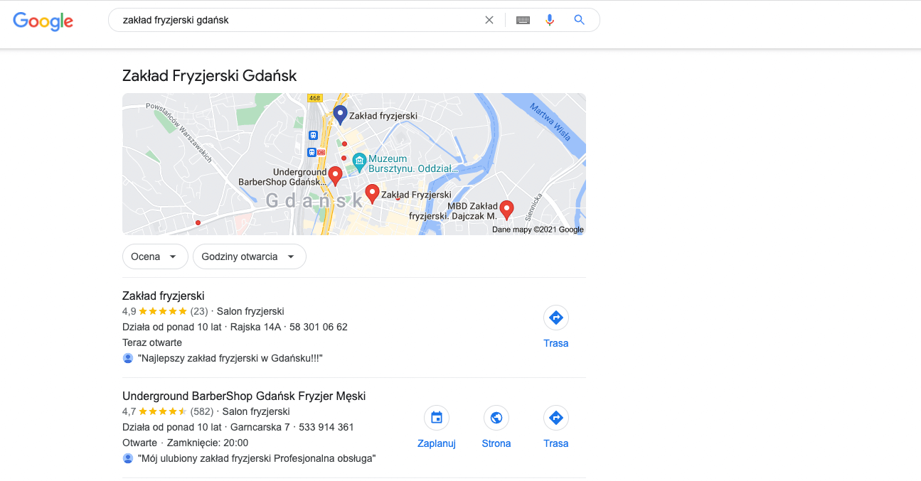 wizytówka Google w Google Maps